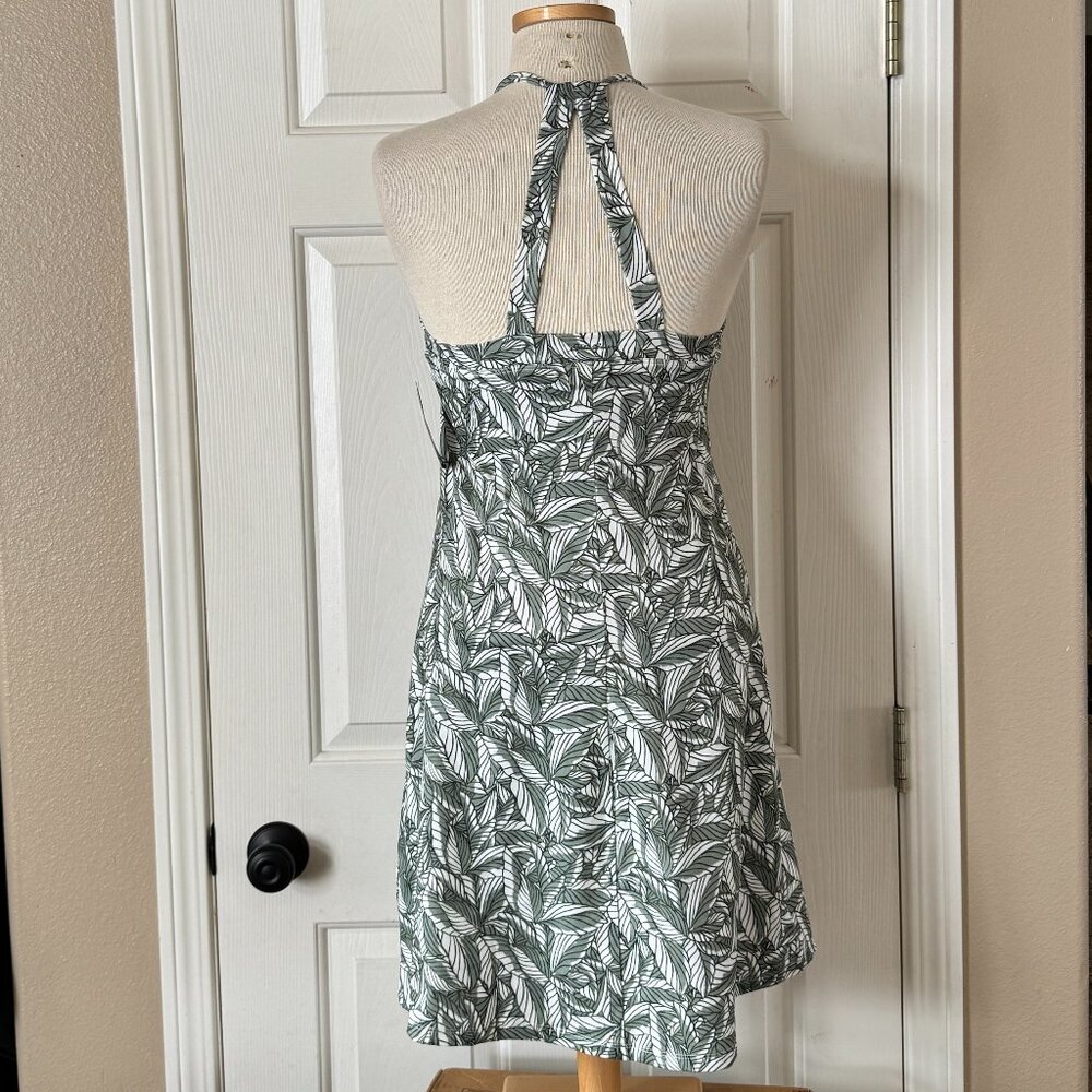 Eddie Bauer Harmony Sleeveless UPF 50 Stretch Dress Dusty Olive Simple Palms NWT - Picture 3 of 5